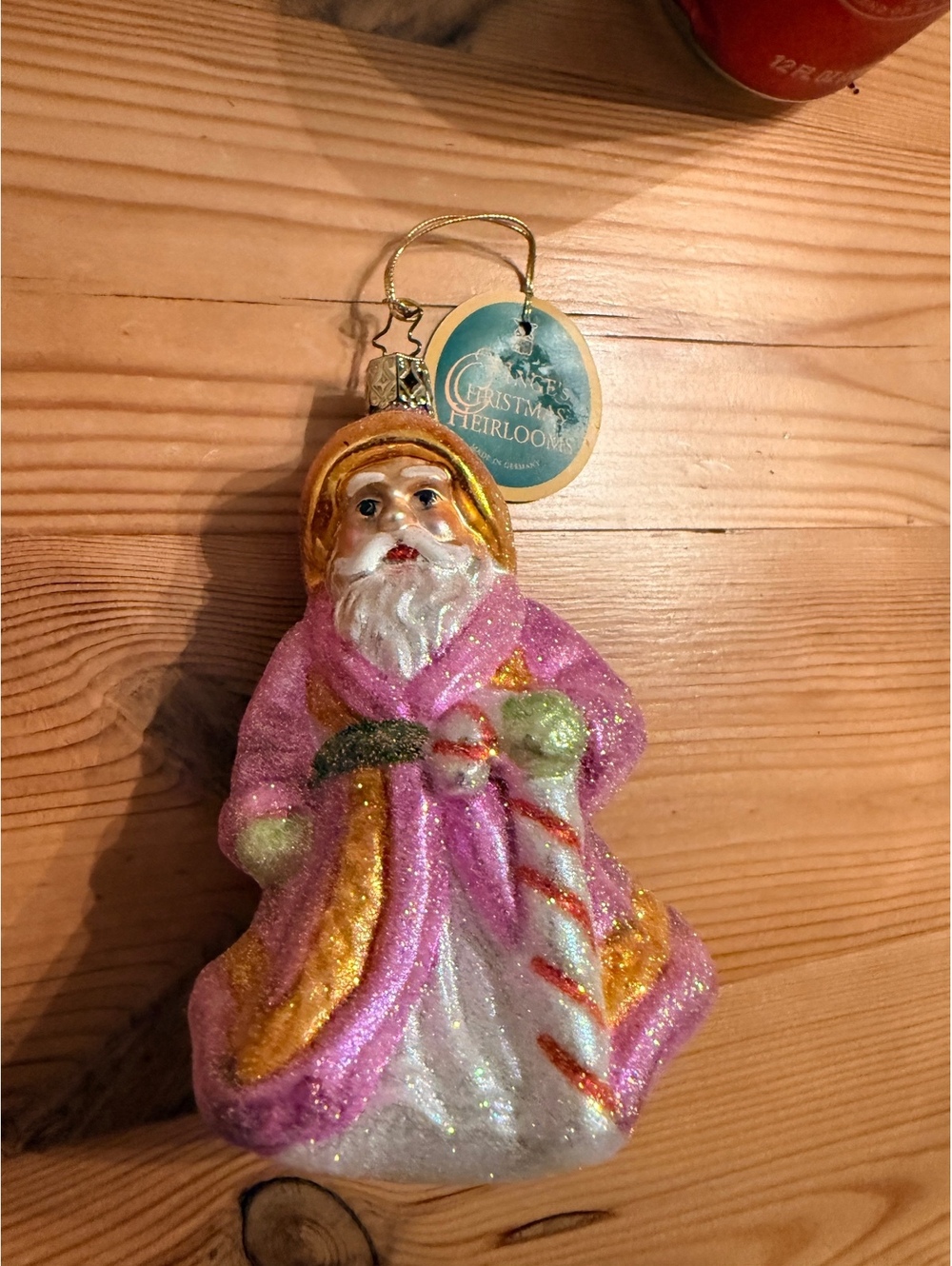 Inge Pink Glitter Santa Claus Christmas Ornament